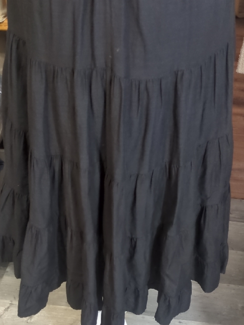 PAIGE Black Tiered Midi Skirt Sleeveless  Scoop neckline Tie waist belt Tie - Picture 10 of 15